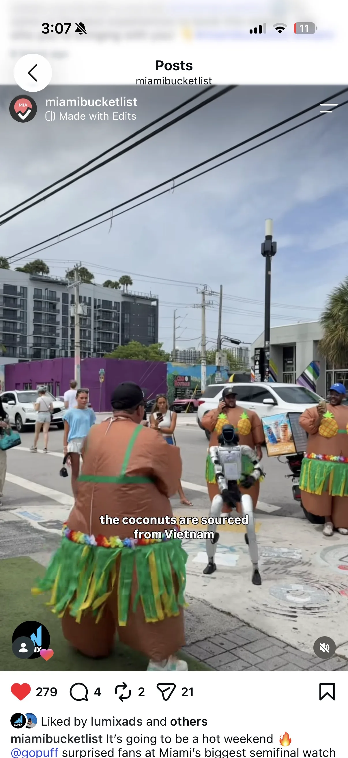 Miami Bucket List feed post of the campaign