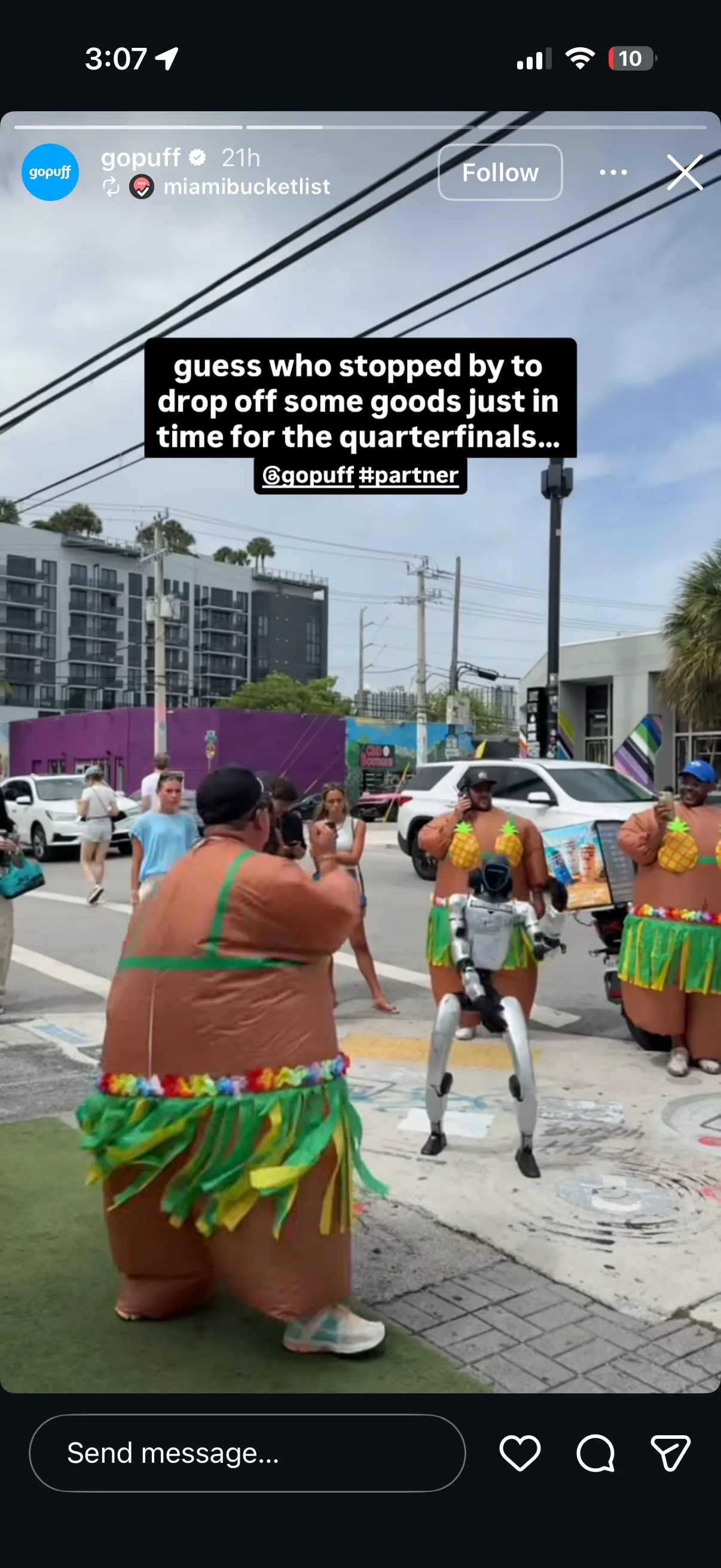 GoPuff story resharing Miami Bucket List
